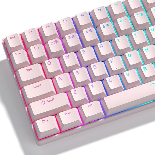 Womier PBT Shine Through Keycaps, Cherry Profile Pink Keyboard Key caps, Cherry Profile Custom Keycaps124-key Double Shot Set for 60% 65% 75% 100% Cherry Gateron MX Mechanical Keyboards