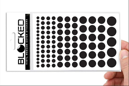 BLOCKED Original Vinyl Webcam Cover Stickers | Restickable & Stackable Privacy Covers | for All Camera-endable Devices | 5-Sizes | 95 Black (Muted Matte)