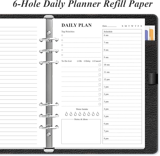 (3-Pack) Undated Daily Planner Refill - A5 To Do List Insert, 300 Sheets/600 Pages Planner and Lined Refill, 6-Hole Punched, 100 gsm White Paper, 5.8'' x 8.3''