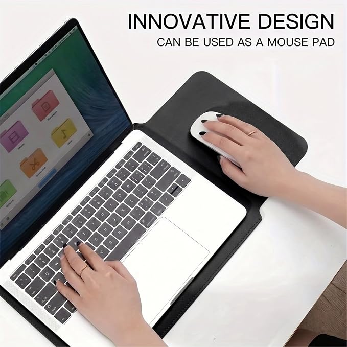 MacBook Air 14 inch Latop Sleeve, PU Leather Laptop Case Compatible with MacBook Air M5 M4 M3 M2 M1/MacBook Pro 13/MacBook Neo A18 2018-2026, Slim Protective Computer Sleeve Bag for Women, Black