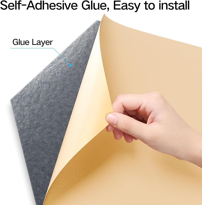 12 Pack Self-Adhesive Acoustic Panels 12" X 10" X 0.4" - Sound Proof Foam Wall Panels with High Density, Hexagonal Design, Flame Resistant, Absorb Noise and Eliminate Echoes(Gray)