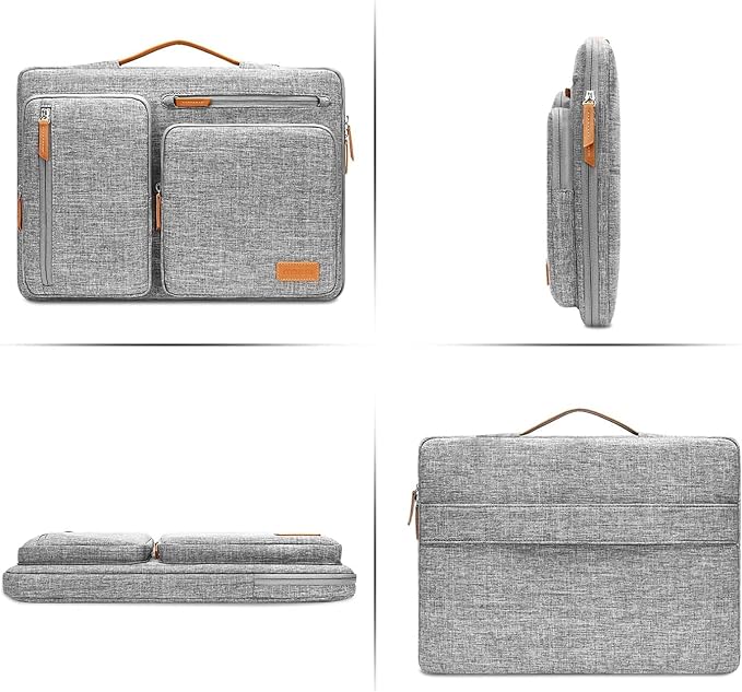 MOSISO 360 Protective Laptop Case 15 inch, 15 inch Laptop Sleeve Compatible with MacBook Air M5 M4 M3 M2 2026-2023, Dell XPS Plus, Side Open Carrying Case with 4 Zipper Pockets&Handle, Gray