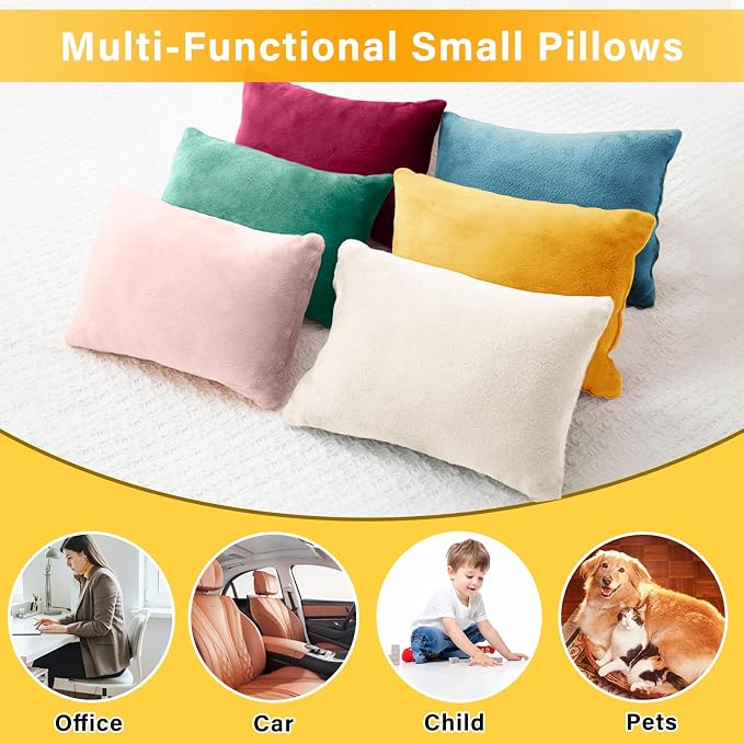 1 MIDDLE ONE 2 Pack Small Pillow, Memory Foam Mini Pillow 11 X 7 Inches for Travel, Sleeping, Nap and Neck, Knee, Lumbar Support, Tiny Cushion for Pet, Dogs (Golden Yellow)