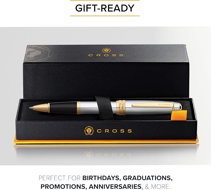 Cross Bailey Refillable Rollerball Pen Presented in a Premium Gift Box - Medium Point, Black Ink, Medalist