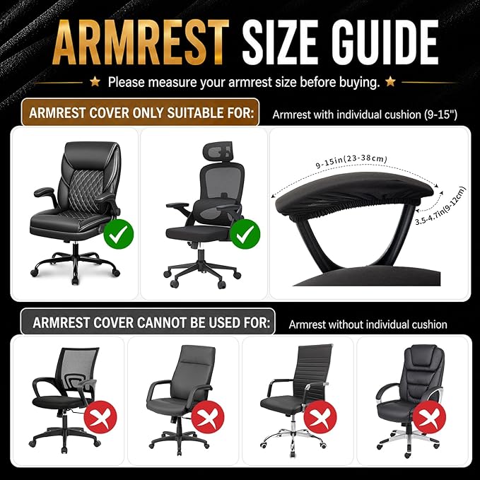 Stretch Computer Office Chair Cover with Armrest Covers Durable Zipper Universal Washable Removable Spandex Rotating Boss Chair Slipcovers Anti-dust Soft Desk Chair Seat Protector, Yellow