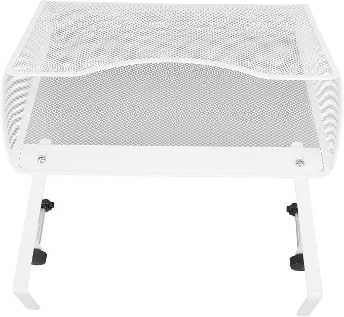 Dioche Clamp on Desk Hanging Desk Organizer Adjustable Carbon Steel ClampOn Organizer for Effective Office Storage - Stylish White Design (White)