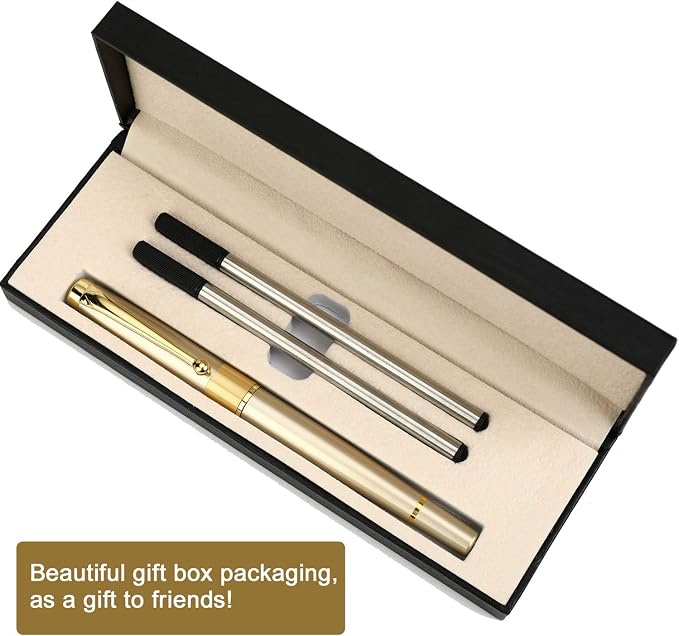 1314 Free Engraving pen Personalized custom pens Roller Ballpen, Ballpoint pen, Ball pen, Medium Refill Pen Black Ink, Custom Gifts for Men, Women, Classy Gift Box (Gold Style 2)