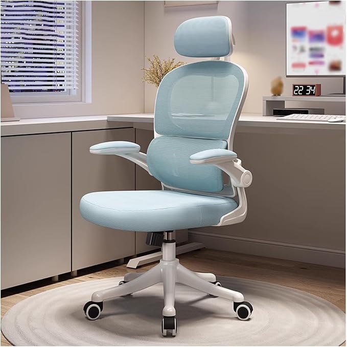 Ergonomic Office Chair, Heavy Duty Executive Task Chair with Adaptive Lumbar Support & Headrest, Breathable Mesh Swivel Desk Chair with Flip Up Armrest