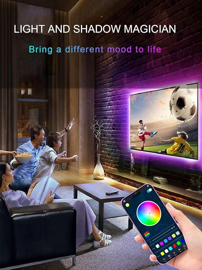 KANTUTOE LED Lights for TV, 16.4ft LED Lights for 45-75 Inch TVs, RGB TV Backlight Behind, Music Sync Bluetooth APP & Remote Control Strip Lights USB Powered for Bedroom, Gaming, Home Décor