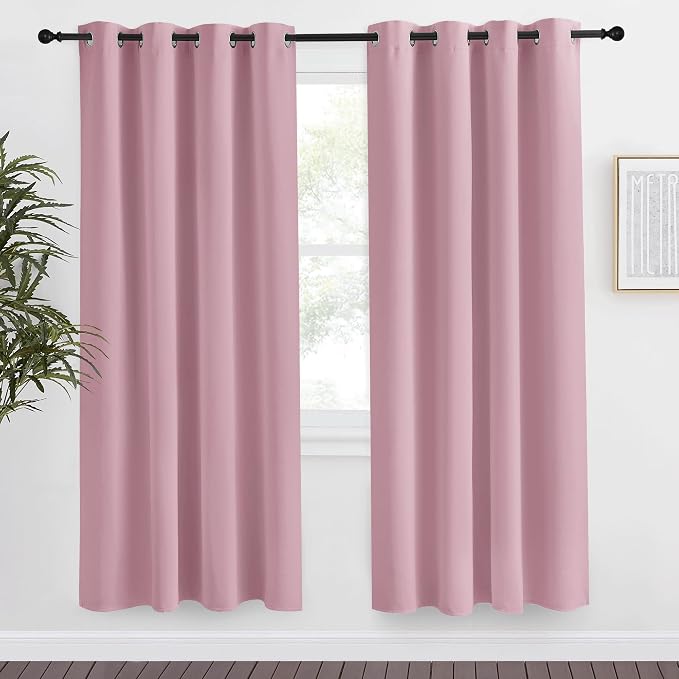 NICETOWN Rouge Pink Blackout Curtain 78 inch Long, W55 x L78, 1 Panel, Thermal Insulated Window Treatment with Grommet Room Darkening Thermal Insulated Panel for Bedroom/Living Room