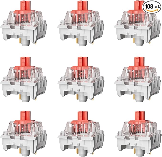 Mechanical Gaming Keyboard Red Switches,3 Pin 50gf RGB SMT Linear Switch,Dustproof and Waterproof Switch (Red,108PCS)