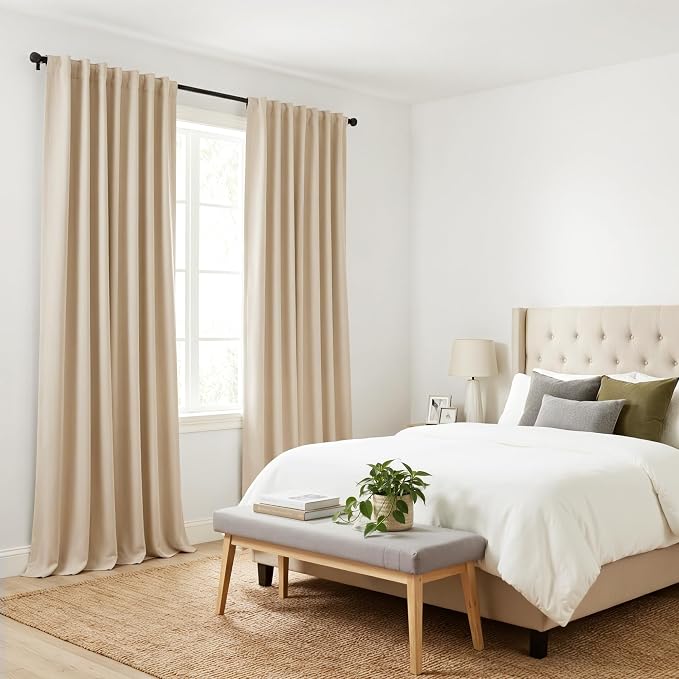 PONY DANCE 102 inch Long Curtains 2 Panels Set for Living Room Bedroom, Rod Pocket/Back Tab Thermal Insulated 75% Light Blocking Floor to Ceiling Drapes, W 52 x L 102 inch, Beige