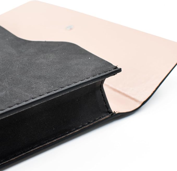 VANRA Vertical PU Leather Envelope File Folders Expanding Document Holder Organizer Pocket Folder Portfolio for A4 Letter Size Paper with String Tie Closure (Black)