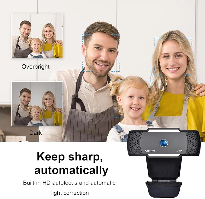 Auto Focus Full HD Webcam 1080P Auto-Light Balance- Pro Web Camera With Dual Digital Microphone USB Computer Webcam For PC Laptop Desktop MAC Video Calling Made For Meetings And Works For Streaming