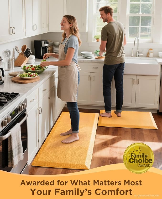Ophanie Kitchen mats for Floor, 3/4 inch Thick, Kitchen Rugs, 20x48 Anti Fatigue Standing Cushioned Mat,Waterproof,Comfort Ergonomic mat for Office, Home,Sink with 99+ Pairs of Anti-Slip Bottom Ridges