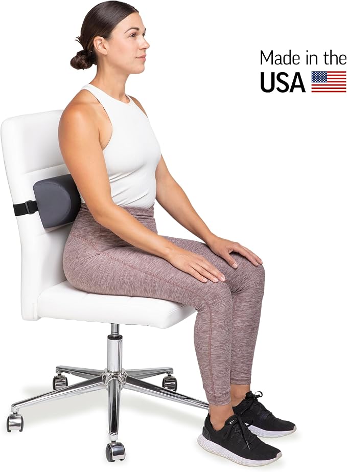 OPTP The Original McKenzie D-Section Lumbar Roll – USA-Made Low Back Lumbar Support Pillow for Office, Back Pillow for Car and Travel. The Preferred Lumbar Pillow of Physical Therapists.