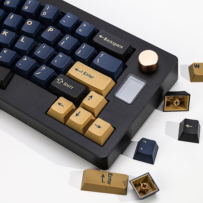 Blue Samurai PBT Double Shot Custom Keycap Set,174 Keys Retro Gaming Key Caps Cherry Profile Keycaps for 61/64/68/84/87/100/104/108 Mechanical Keyboard