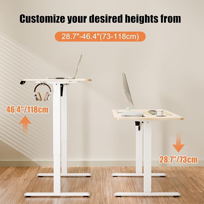 ERGOMAKER 67"x24" Standing Desk, Height Adjustable Sit-Stand Office, Oak | Electric Adjustable Standing Desk, Sit to Stand Computer Office Desk with Splice Board, Memory Preset, Lifts 28.7''-46.5"