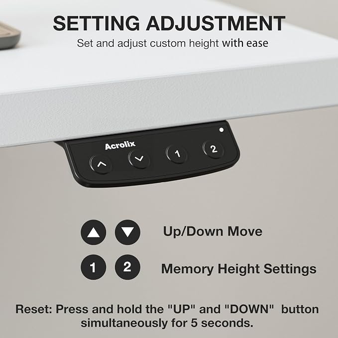 Acrolix Electric Standing Desk, Height Adjustable Home Office Desk with Memory Presets & Cable Management,White Sit Stand Desk for Work from Home, Ergonomic Computer Desk (48" x 24")