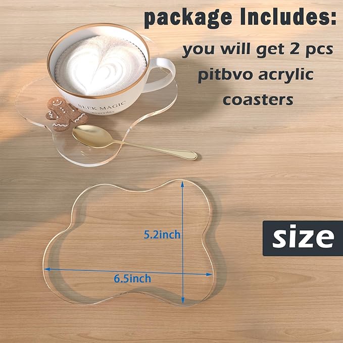 2Pcs Cute Clear Cloud Acrylic Drink Coasters for Desk | Minimal Modern Desk Decor, Office Bar Kitchen Outdoor, Heatproof Coasters for DIY Creative Gift