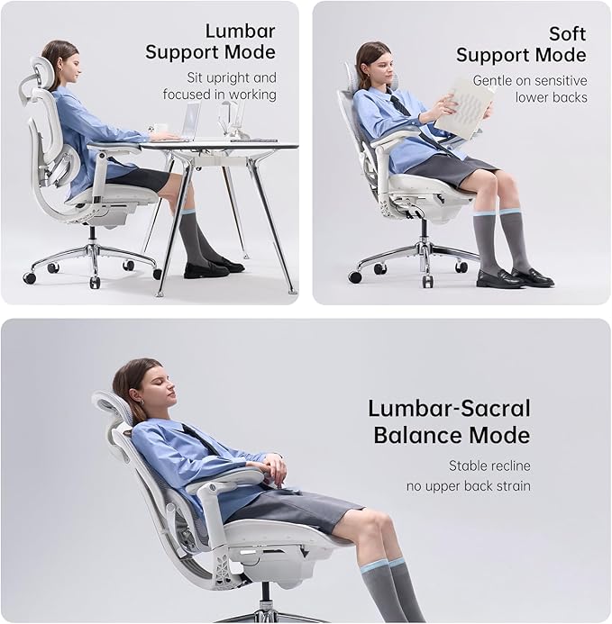 SIHOO Doro C300 Pro V2 Ergonomic Office Chair Without Footrest, Full-Body Adaptive Support, 8D Armrests & Breathable Mesh, Comfy High Back Computer Desk Chair for Long Hours, 135° Recline (White)
