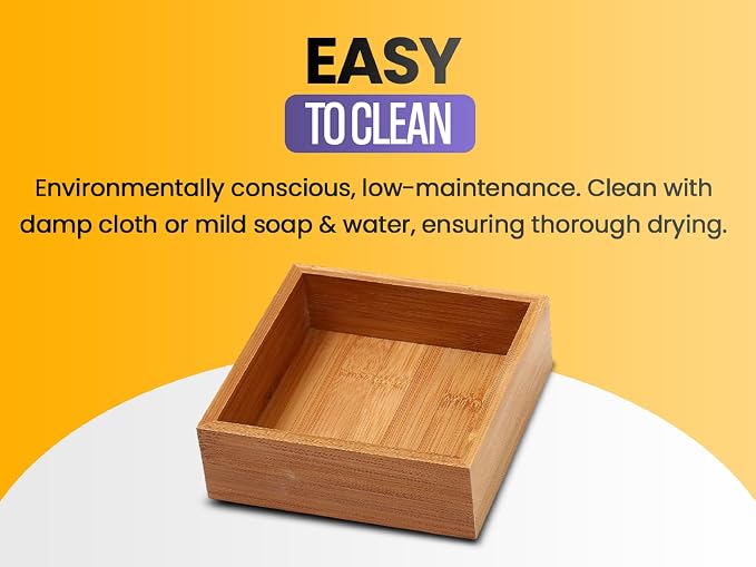 YBM HOME Pack of 12 Kitchen Drawer Organizer Storage Box Made of Bamboo, 3x3x2 Inch 320