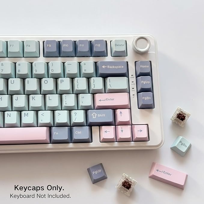 126 Keys PBT Double Shot Keycaps, Macaron Pastel Cute Keycap Set, Pink Blue Dreamy Cherry Profile Keycaps for Mechanical Keyboard 60% 65% 75% 100% Cherry MX Switches
