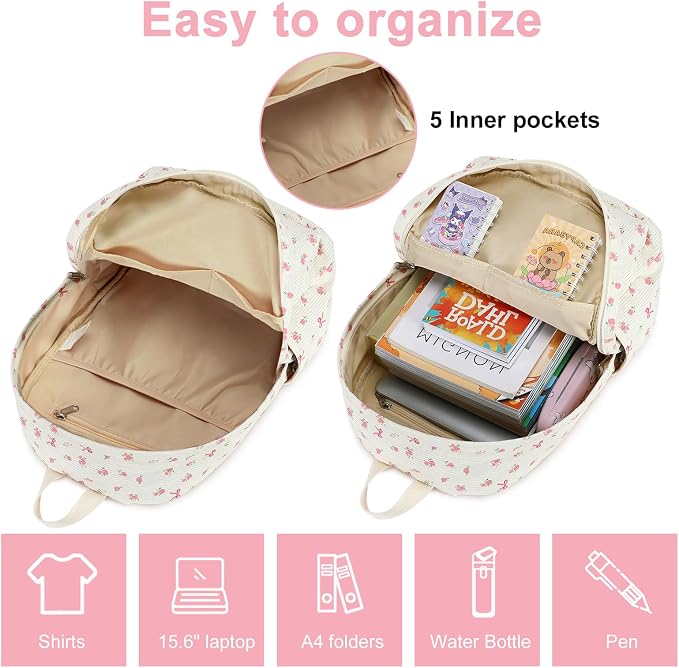 BTOOP School Backpacks for Teen Girls Bookbags Lightweight Kids Backpack School Bags Set with Lunch Box Pencil Case
