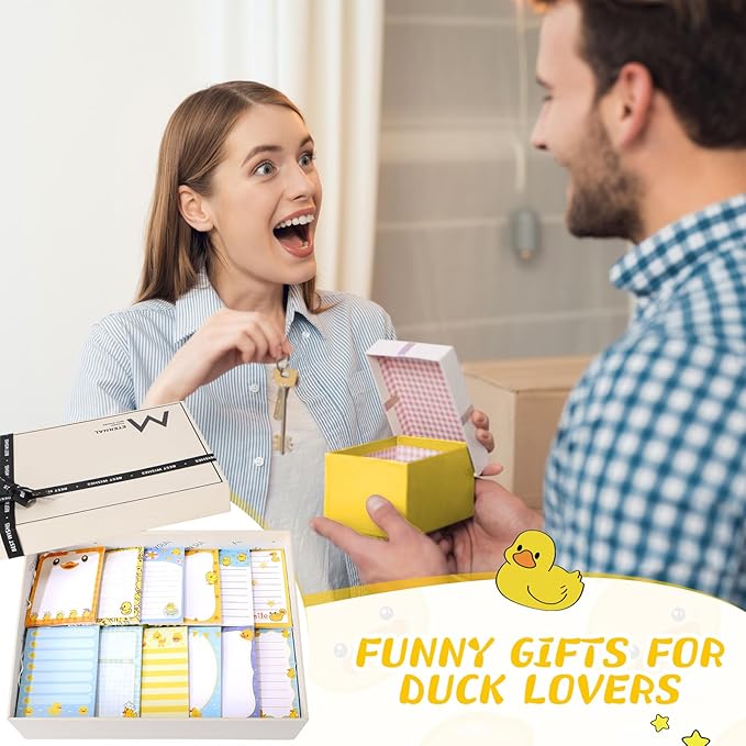 12 Pcs Duck Lovers Sticky Notes Yellow Ducks Self Stick Note Pads Cartoon Animal Writing Memo Pad Office Party Favors Supplies for Home Party Decorations Christmas Small Gifts