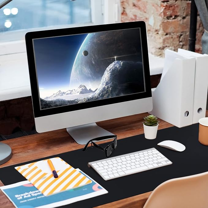 Bloss Leather Desk Pad, Non-Slip Desk Mat, Waterproof Large Mouse Pad, Mouse Mat, Computer Mat for Desk Easy Clean for Office/Home(Black, 35.4" x 15.7")