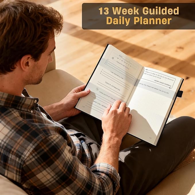 Productivity & Self-Mastery Journal for Men: Gratitude, Mental Health and Manifestation Diary for Mindfulness | Guided Daily Planner for Reflection, Positivity, Personal Growth and Self Care, Black