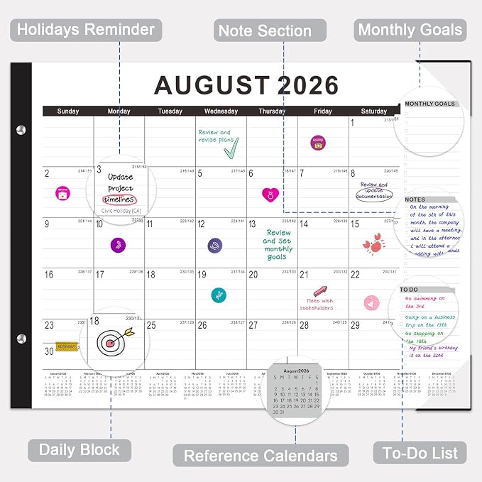 Gannyfer Desk Calendar 2026-2027, Large Desk Calendar 22" x 17", Use Now to Mar 2027, 18 Monthly Academic Desktop Calendar 2026 with To-Do List, Desk Calendar 2026 for Office, School, Home(6 Stickers)