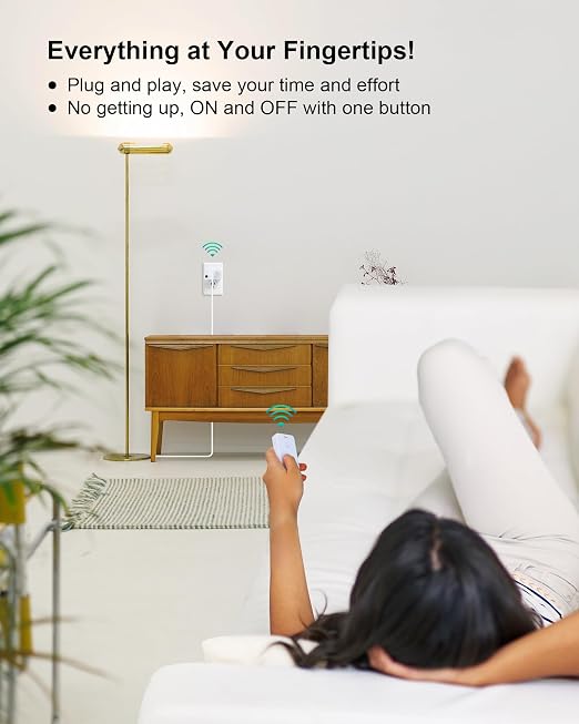 Remote Control Outlet with Portable Magnetic Switch, 200FT Long Range Wireless On Off Switch, Mini Electrical Outlet Plug, 15A/1875W High-Power for Lamps, Lights, Household Appliances