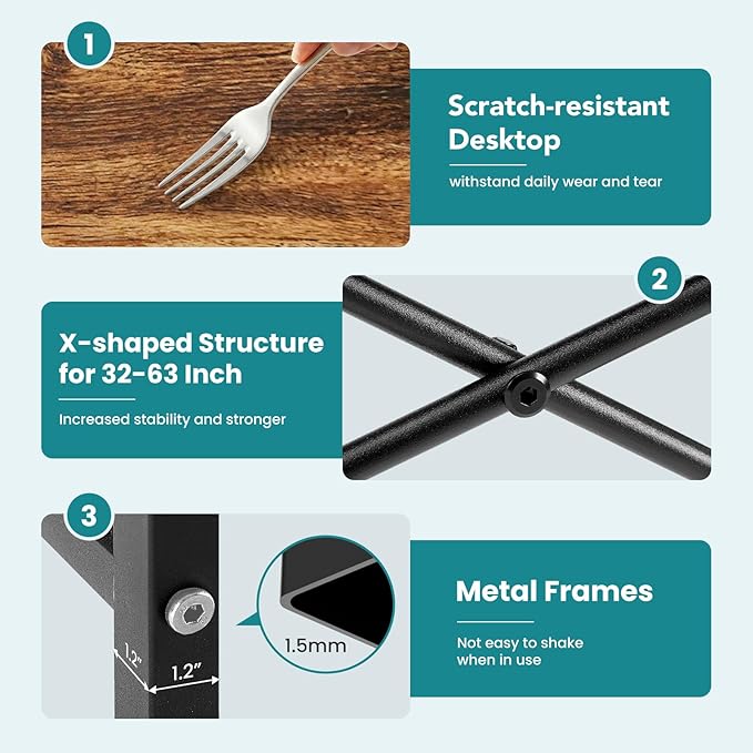 OLIXIS 40 Inch Home Office Desk, Small Computer Gaming Work Table with X-Shaped Reinforcement, Metal Frame Simple Writing Study Table for Bedroom, Rust