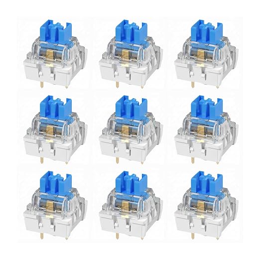 84 PCS Mechanical Keyboard Replacement Blue Switches, 3 pin Clicky/50gf Accurate Typing/Dustproof switches for LED Gaming Keyboard/3D Prints