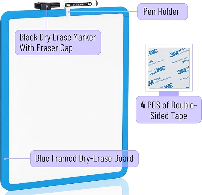 Mr. Pen- Dry Erase Board, 14” x 11” with a Black Dry Erase Marker, Small Mini White Board for Students, Back to School Supplies