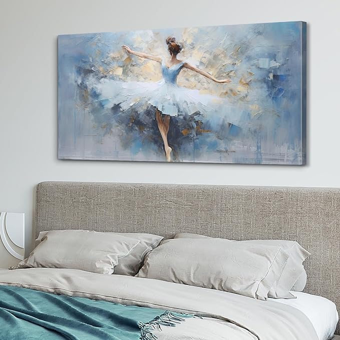 AIYISU Abstract Ballet Dancer Canvas Wall Art White Ballet Girl Dancer Wall Decor Beautiful Dancing Ballerina Print Paintings Minimalist Artwork for Living Room Girls Bedroom Home Decorations 24x48