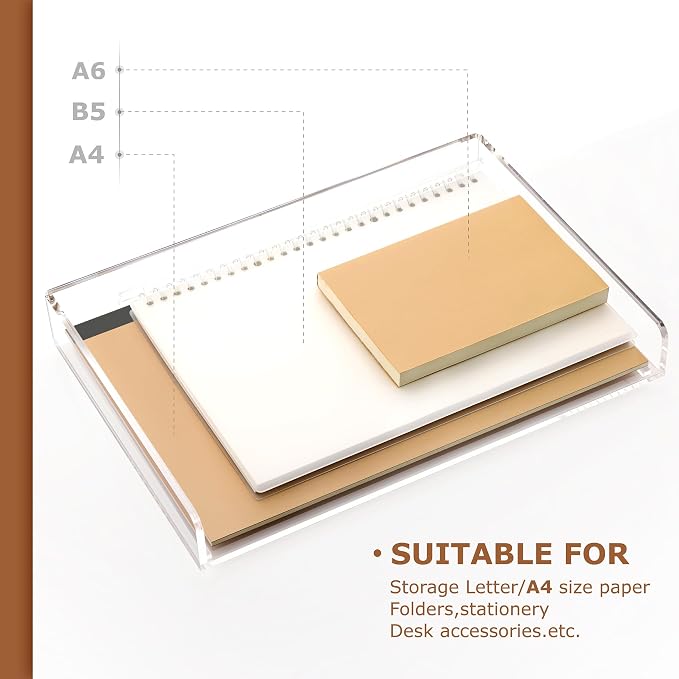 2 Pack- Stackable Paper Letter Tray, A4 File Tray Desk Organizer, Acrylic | Desk Organizers and Accessories Sorter ,Clear Workspace Office Supplies Organizers,12.4inx8.86inx3.46in