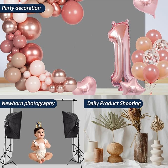 Grey Backdrop Background for Photography Photo Booth Backdrop for Photoshoot Background Screen Video Recording Parties Curtain 10x20FT