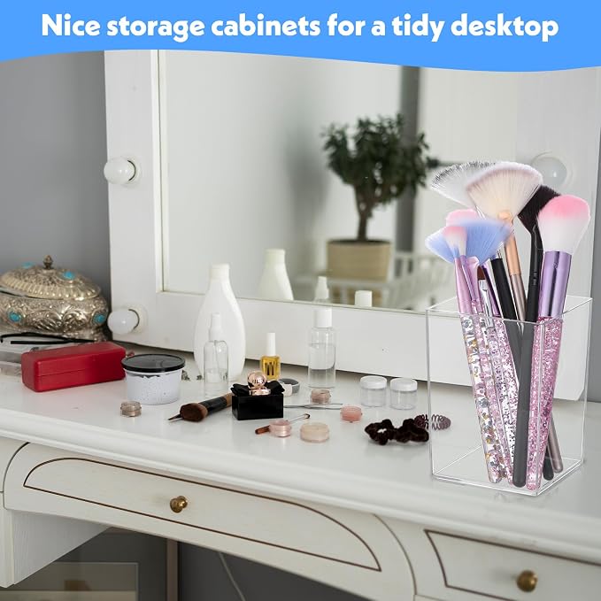 20 Pcs Clear Acrylic Pen Holder for Desk, Makeup Brushes Holders | Modern Organizer Acrylic Pencil Holder Cups Bulk for Classroom School Desk Office Desktop Storage 4"×3"×3"