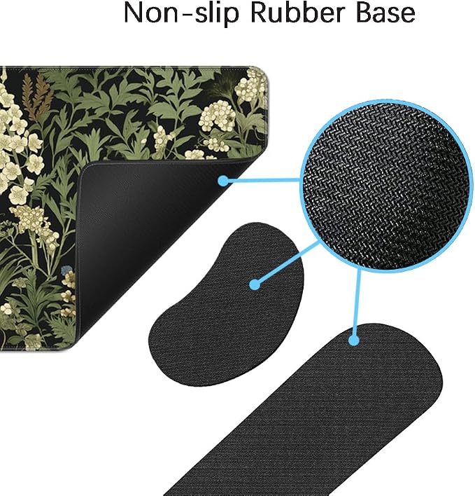 Desk Mat, Large Gaming Mouse Pad with Wrist Rest, 4 in1 XXL Mouse pad+Keyboard Wrist Rest+Mouse Pad Wrist Support+Cup Coaster Set, Ergonomic Desk Pad for Home Office,Weeds