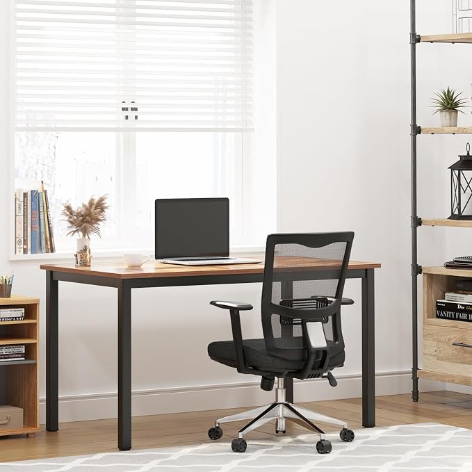 Need Office Computer Desk - 47 Inches Modern Simple Heavy Duty Working Study Table,Modern Simple PC Writing Table,Home Office Desk Rustic Brown&Black