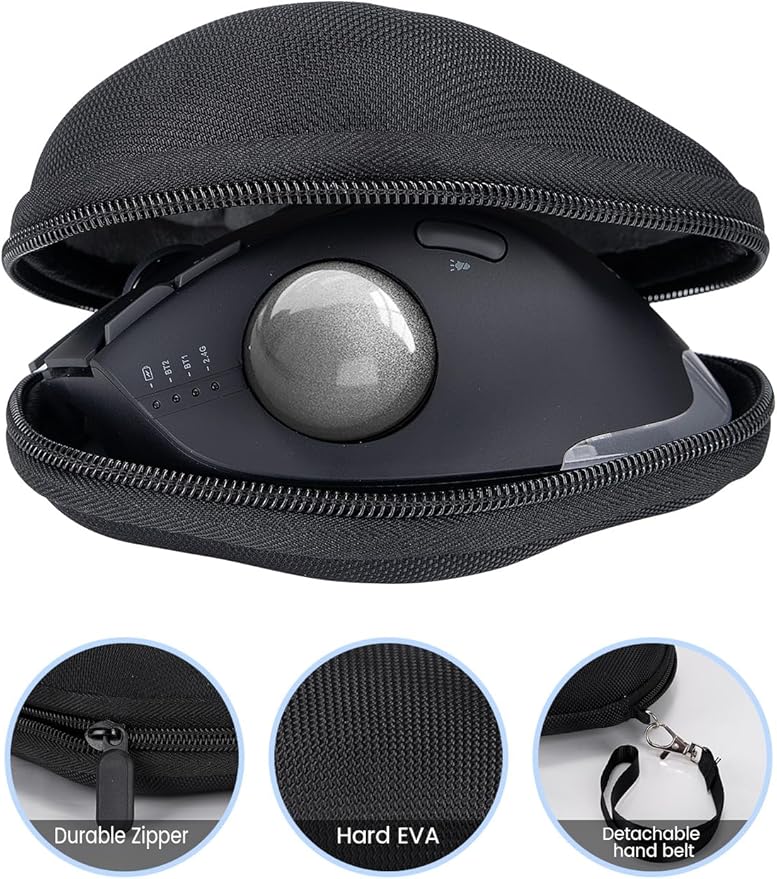 SABLUTE Wireless Trackball Mouse, Hard Travel Case (Include) Ergonomic Bluetooth Rechargeable Computer Mouse, Laptop mice with 5 Level DPI, Adjustable Angle, 3 Devices Connection for PC, Mac, Windows
