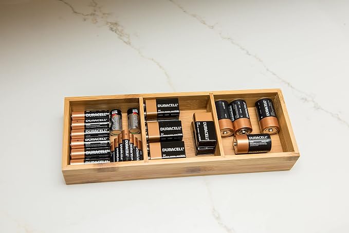 Lipper International 823 Bamboo Wood 3-Compartment Organizer Tray, 11 5/8" x 4 1/8" x 1 3/4" (Pack of 6)