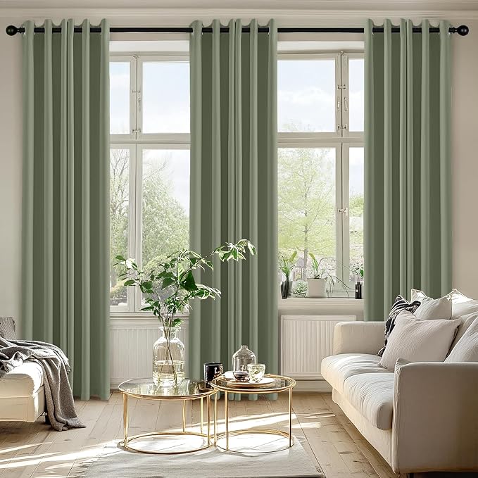MIULEE Blackout Curtains for Bedroom Living Room 2 Panels, Thermal Insulated Room Darkening Drapes Grommet Noise Reducing Light Blocking Window Treatments 84 Inches Long 40x84 Inch Sage