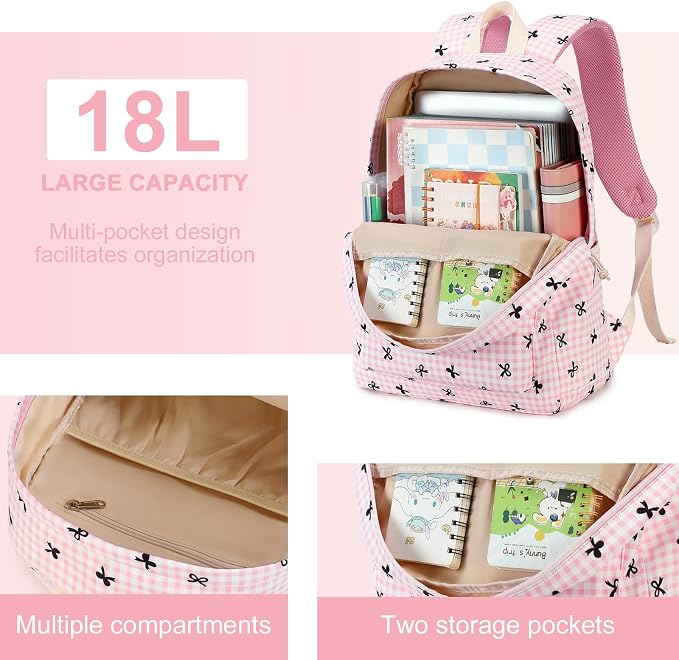LEDAOU Backpack for Girls School Bag Kids Bookbag Teen Backpack Set Daypack with Lunch Bag and Pencil Case | Kids