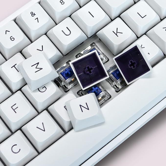 dagaladoo Keyboard keycaps Set, Double Shot PBT keycaps,Cherry Profile Custom Key caps 60 65 75 100 Percent for Cherry-mx Full Size Retro Mechanical Keyboard,White/Purple