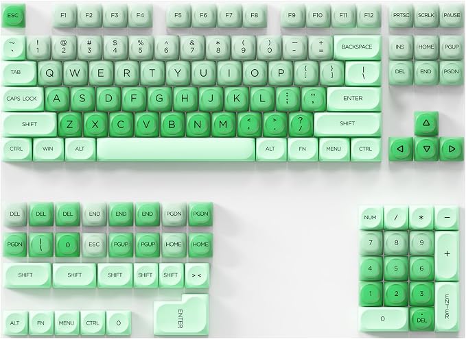 Fogruaden PBT Green Keycaps Set, HOA Profile Cute Custom Keycaps, Compatible with Cherry MX Switch 60% 65% 75% Mechanical Keyboards