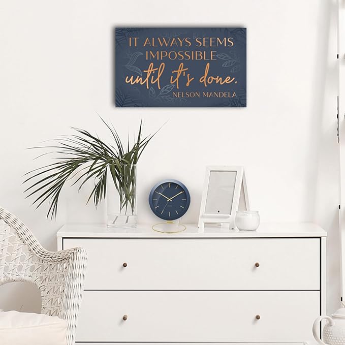 HoneyKICK Nelson Mandela Inspirational Quote Canvas Wall Art - Motivational Wall Decor for Office, Bedroom, Living Room - Abstract Wall Art for Women Office Decor Framed Canvas