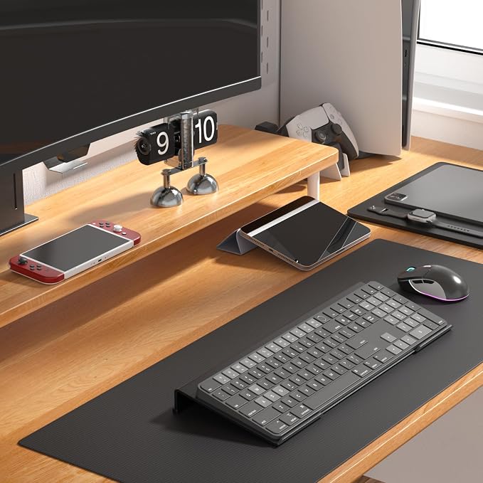 WINFFOR Comfortable Computer Keyboard Stand - Ergonomic Keyboard Riser Acrylic Tilted Keyboard Holder for Easy Typing&Working at Home Office - Fits All Keyboard Sizes - 17'' Wide (Matte Black)